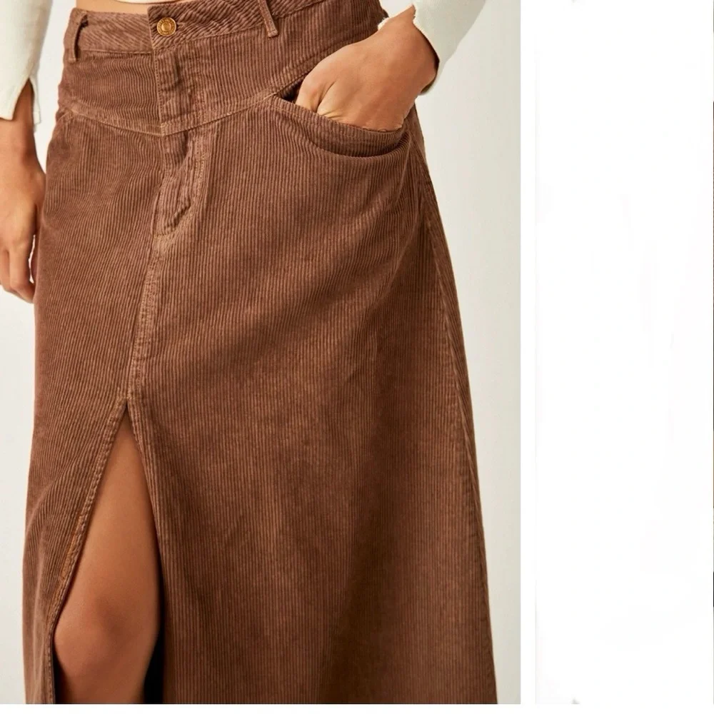 Free People Brown Corduroy Maxi Skirt